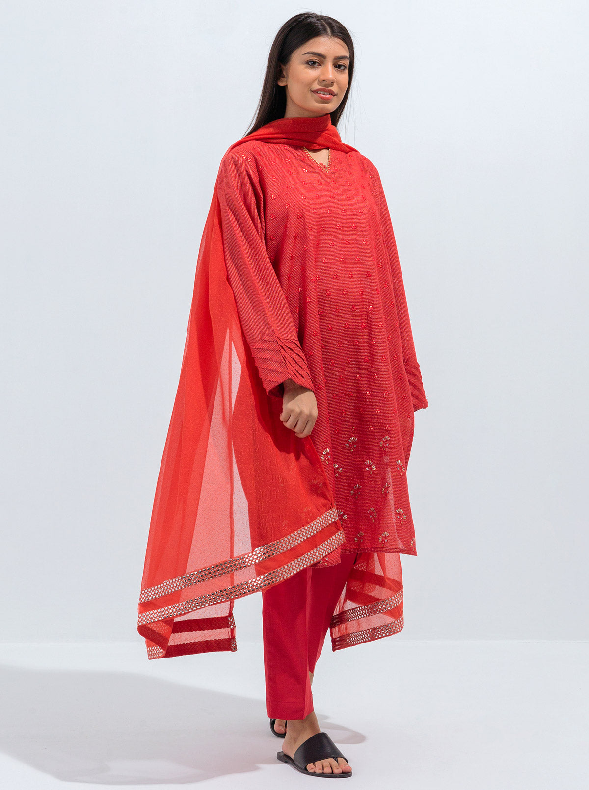 EMBROIDERED SHIRT WITH DUPATTA AND PANT