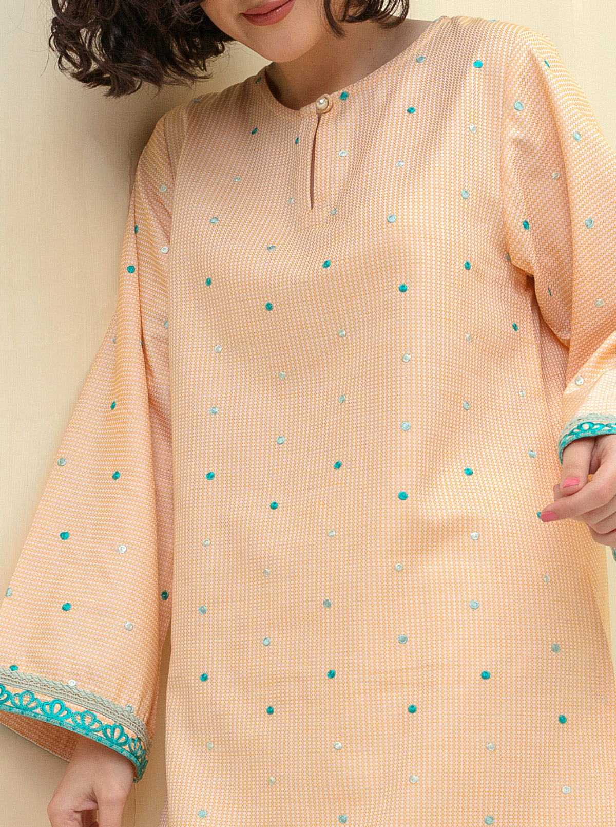 EMBROIDERED YARN DYED COTTON SHIRT (PRET)