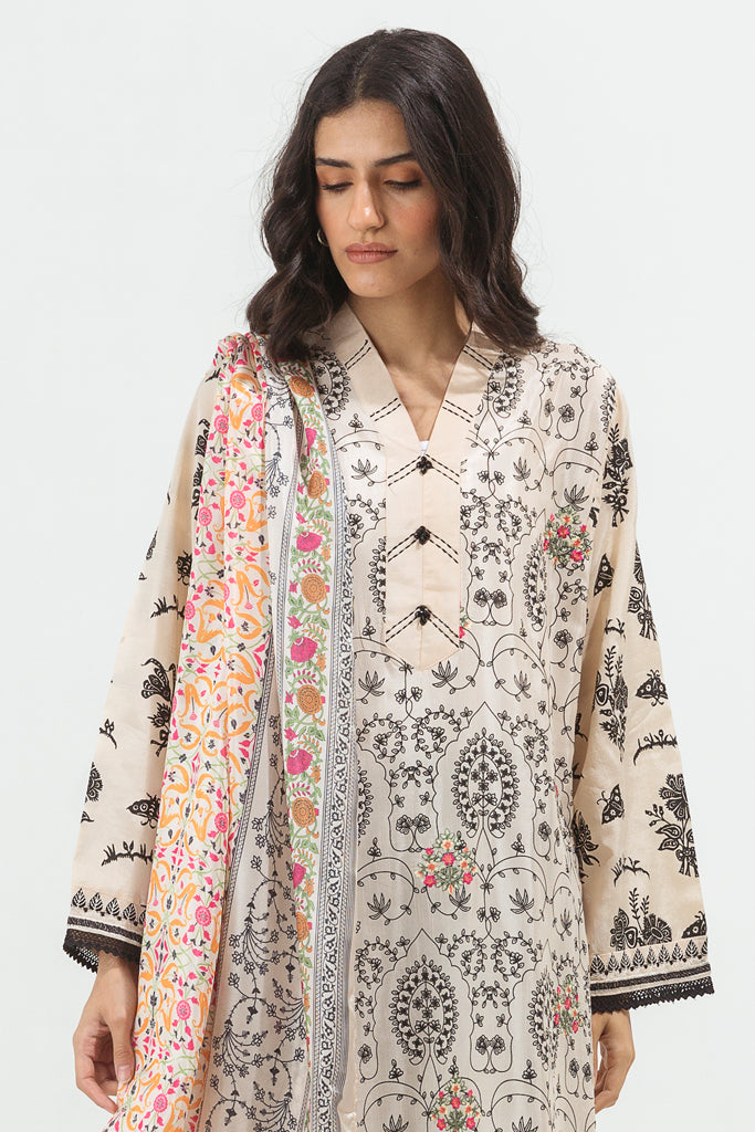 Embroidered Shirt With Dupatta