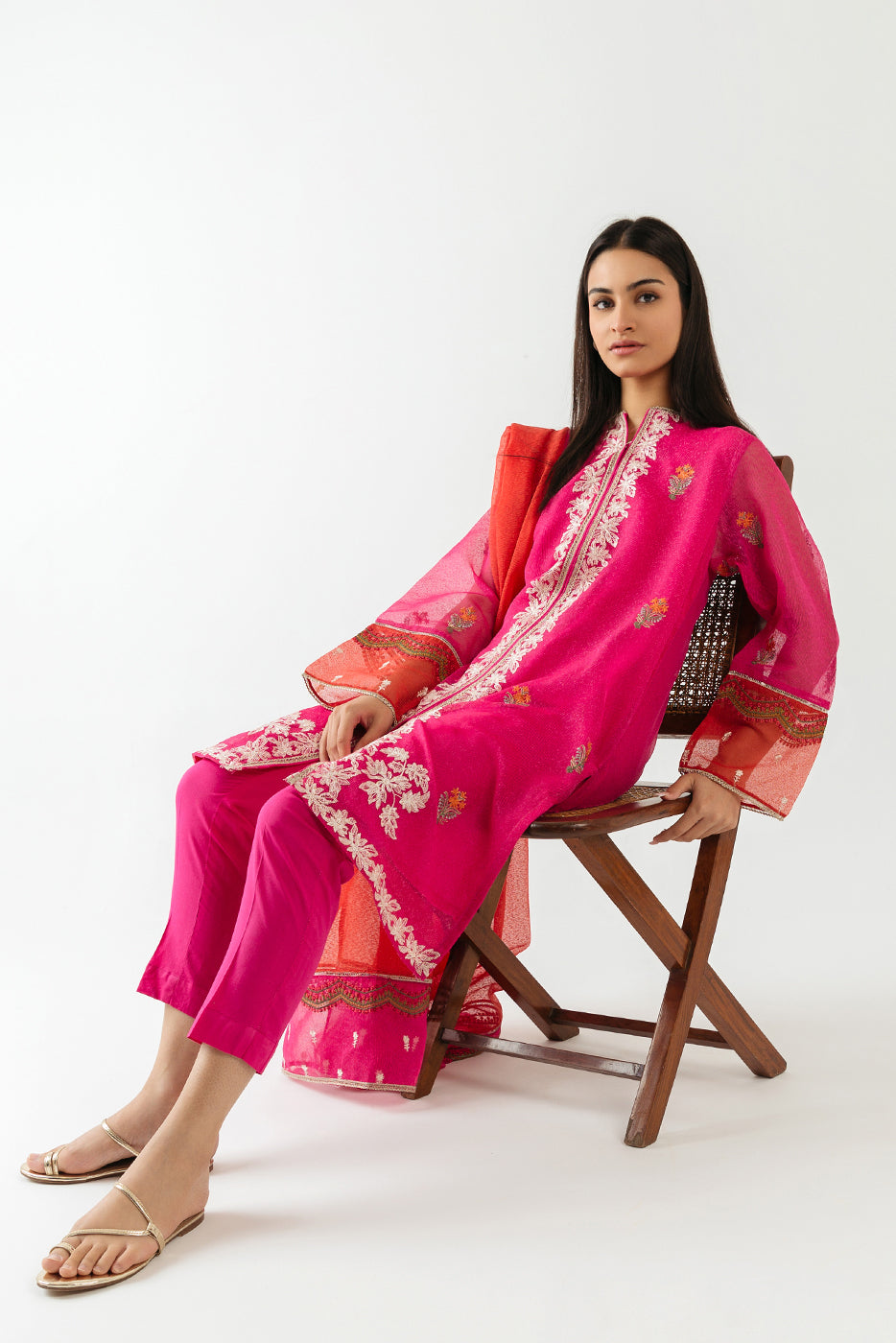 Embroidered Shirt With Dupatta