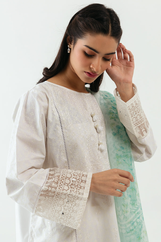 Embroidered Shirt With Dupatta