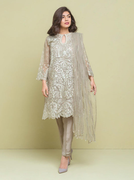 Embroidered Shirt With Dupatta