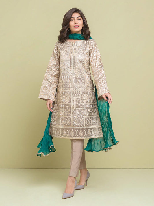 Embroidered Shirt With Dupatta