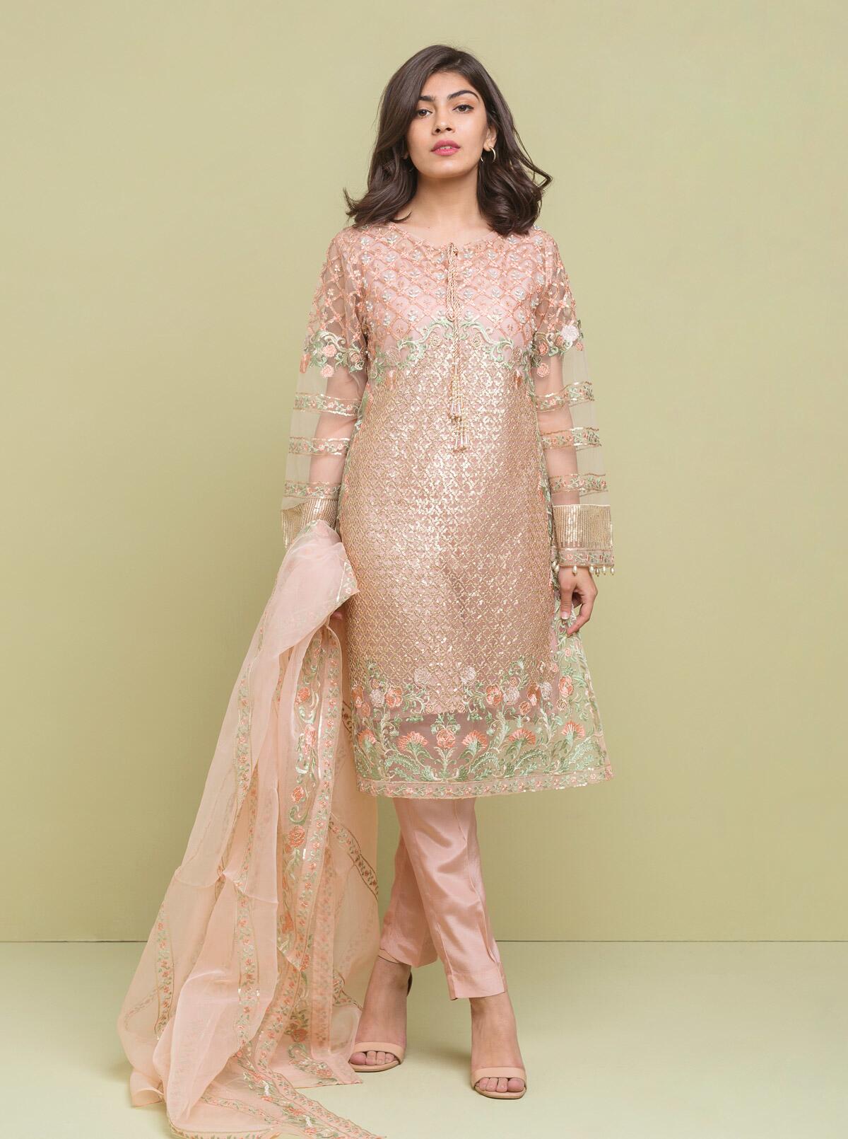 Embroidered Shirt With Dupatta