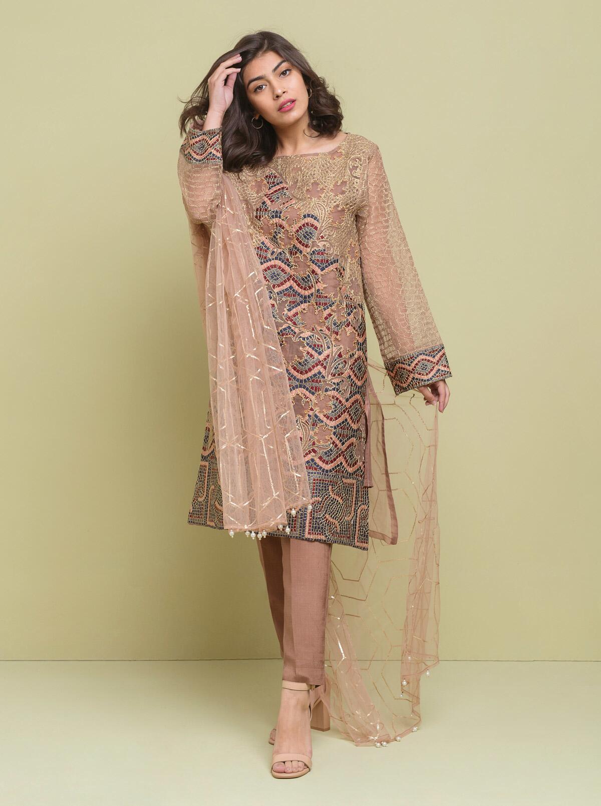 Embroidered Shirt With Dupatta