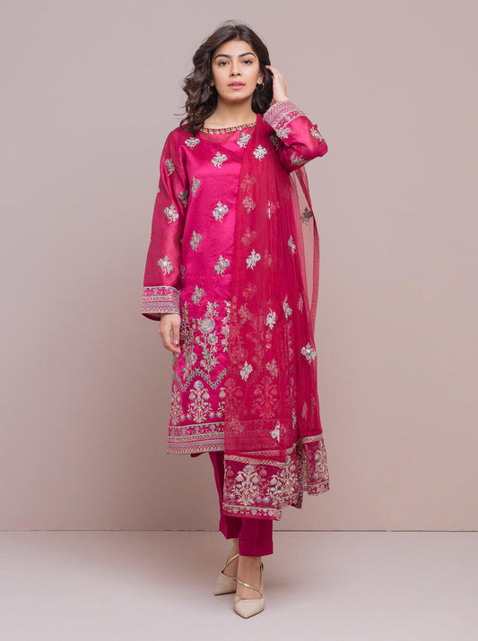 Embroidered Shirt With Dupatta