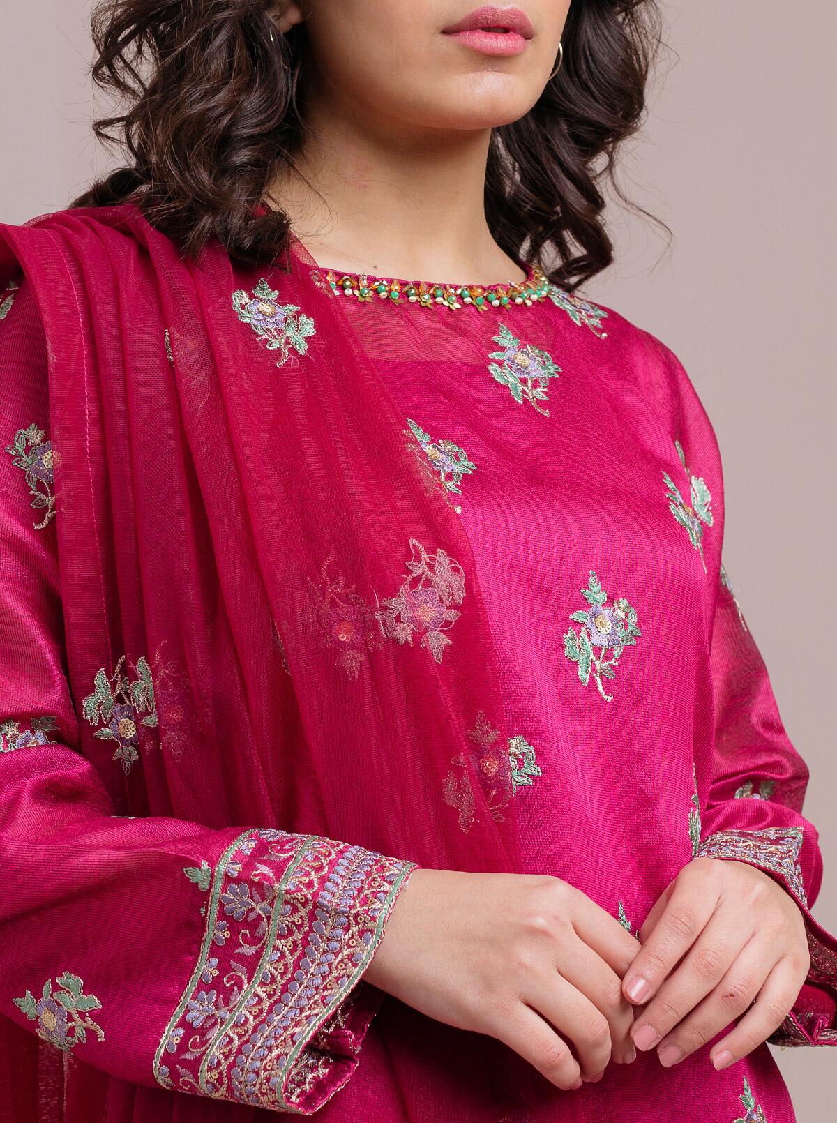 Embroidered Shirt With Dupatta