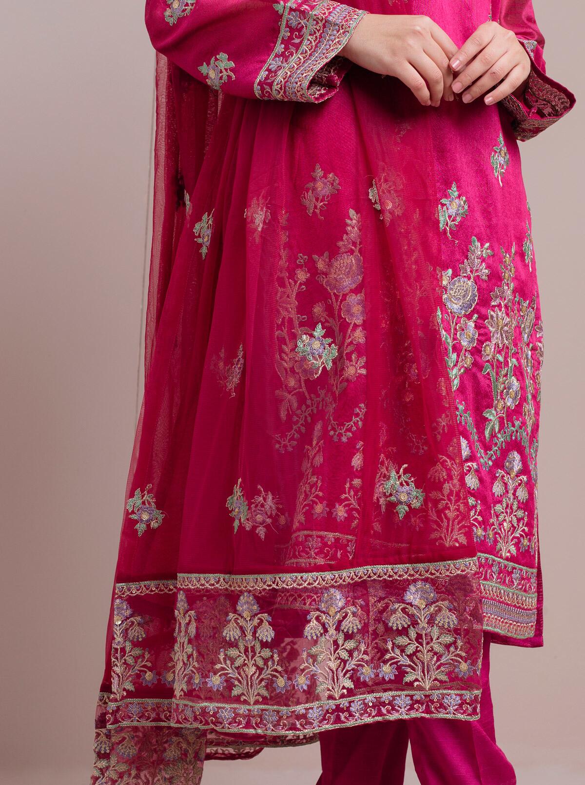 Embroidered Shirt With Dupatta