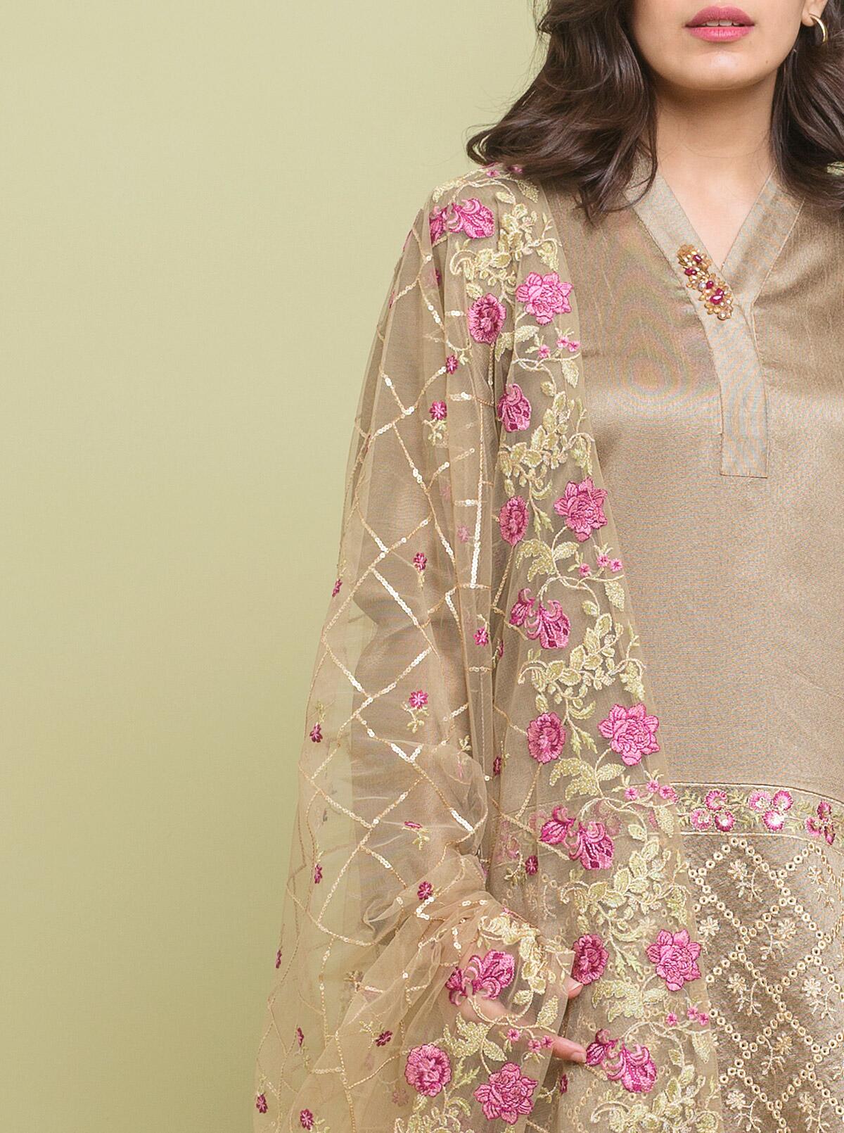 Embroidered Shirt With Dupatta