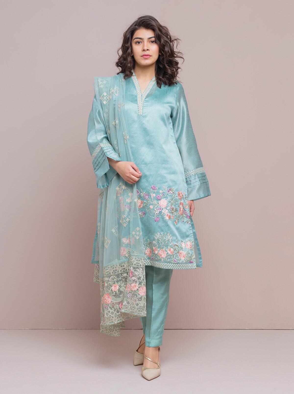 Embroidered Shirt With Dupatta