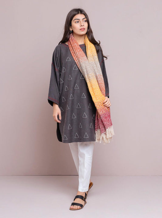 Embroidered Shirt With Shawl