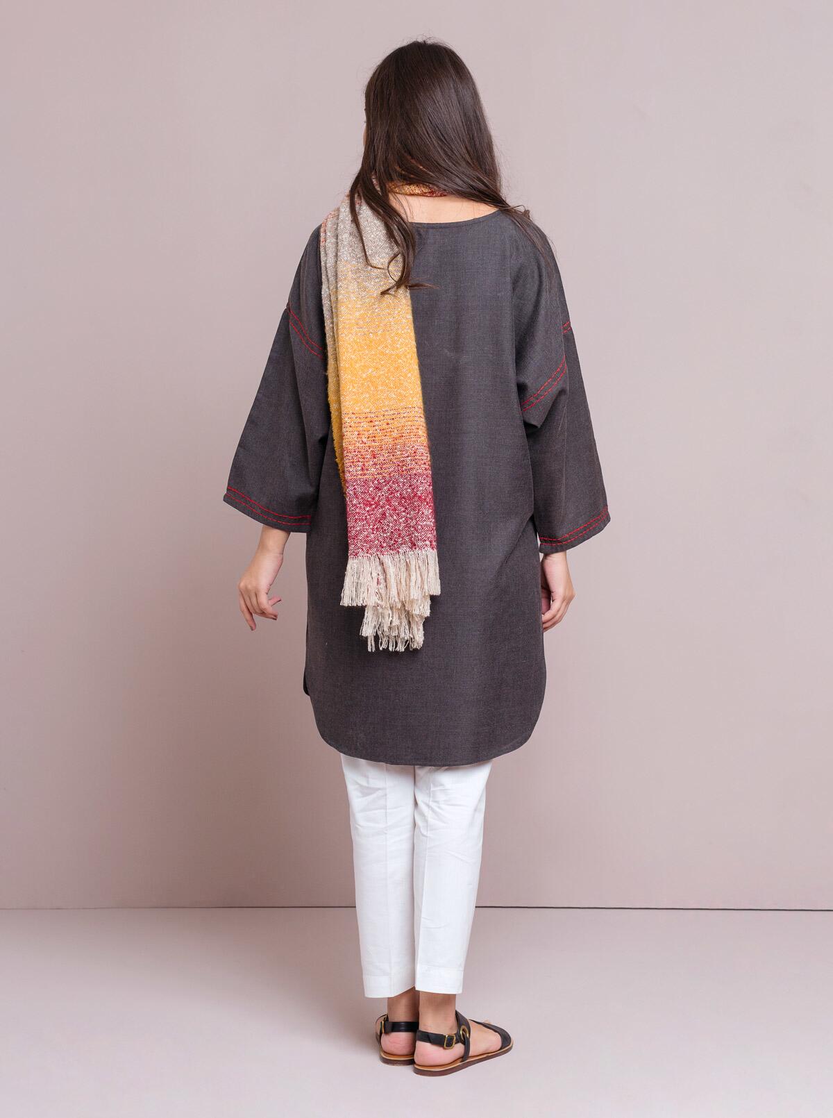 Embroidered Shirt With Shawl