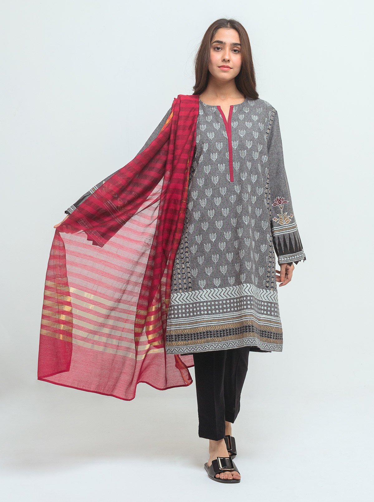 Block Printed Shirt With Dupatta