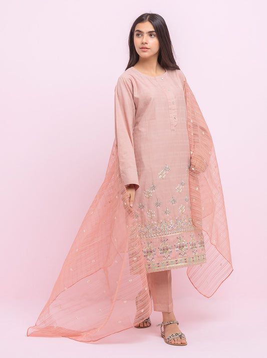 Embroidered Shirt With Dupatta