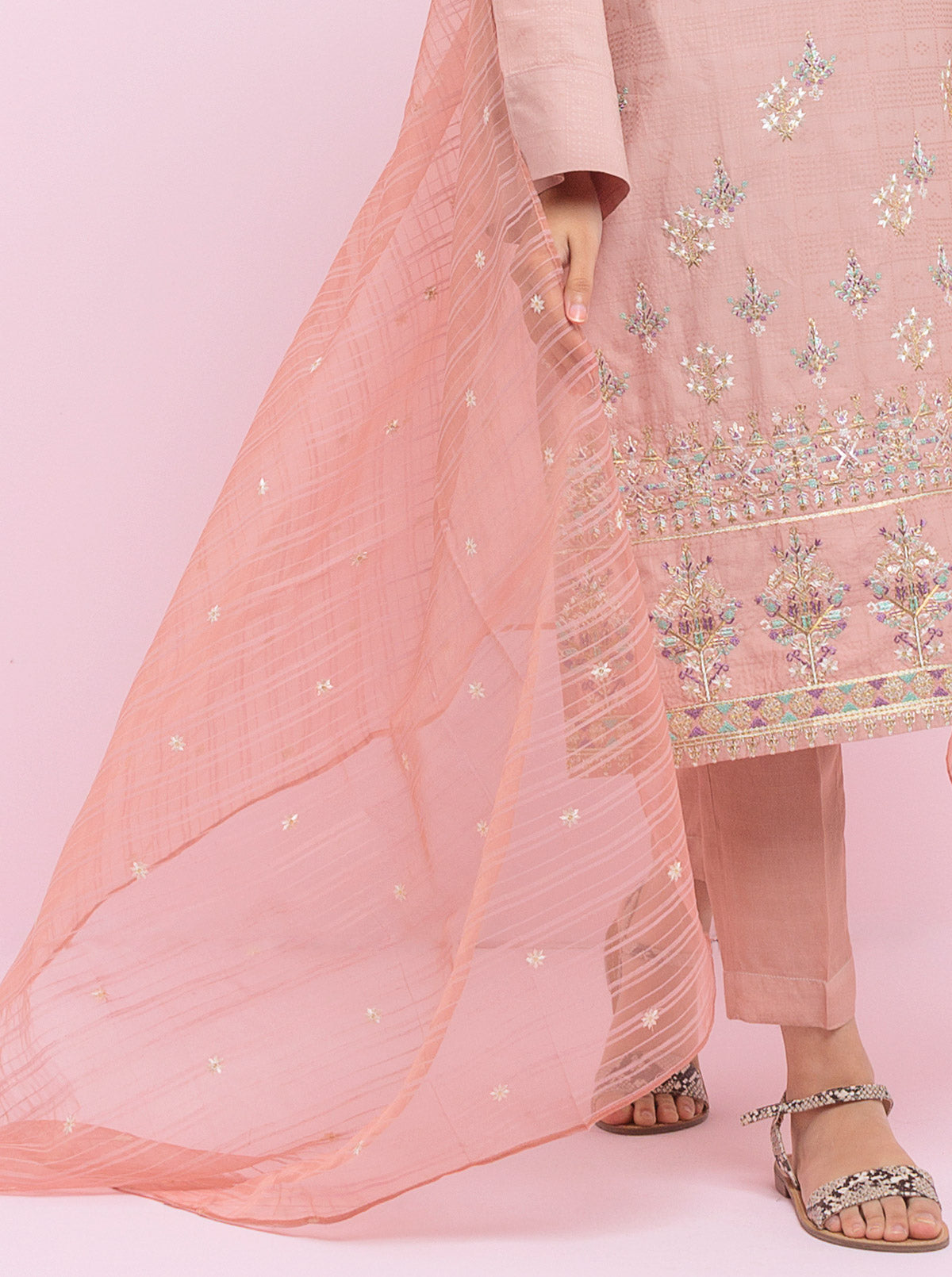 Embroidered Shirt With Dupatta