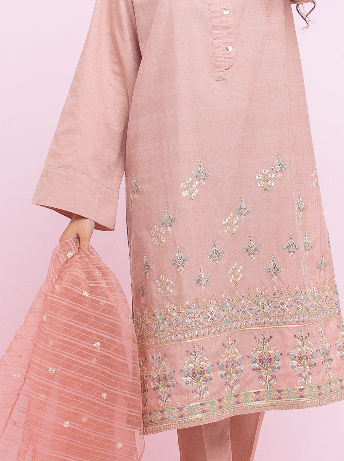 Embroidered Shirt With Dupatta