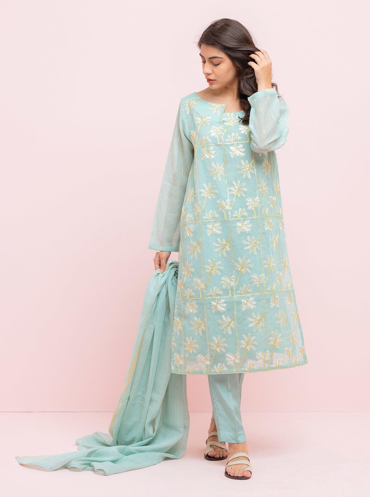 Embroidered Shirt With Dupatta