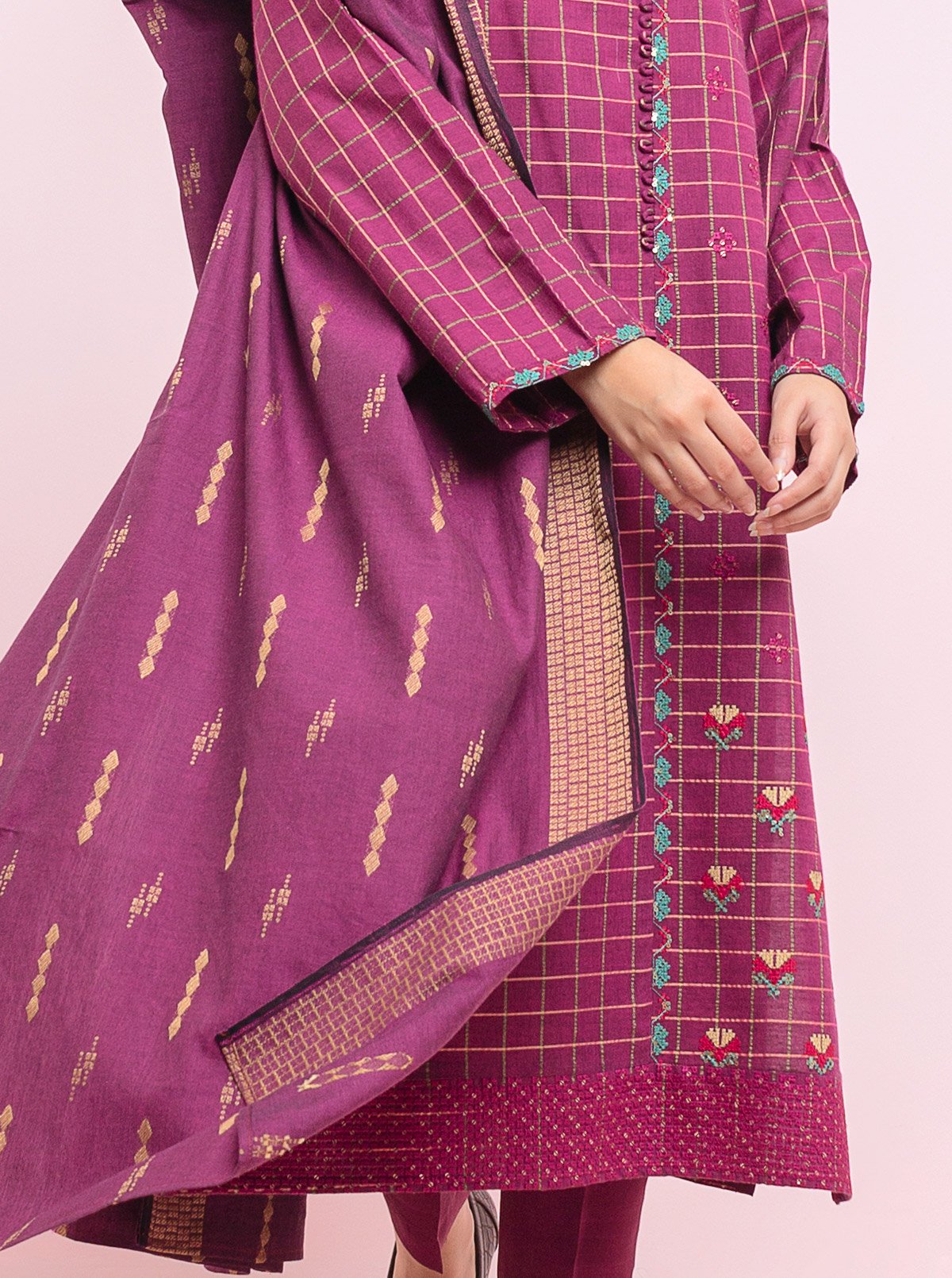 Embroidered Shirt With Dupatta