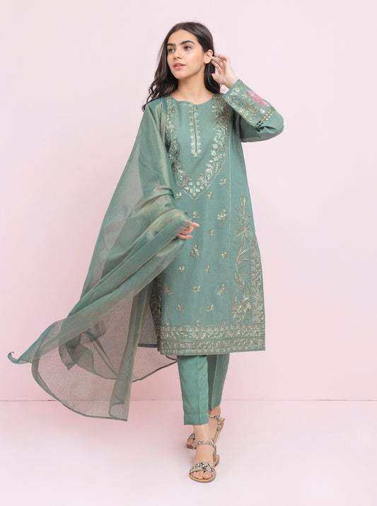 Embroidered Shirt With Dupatta