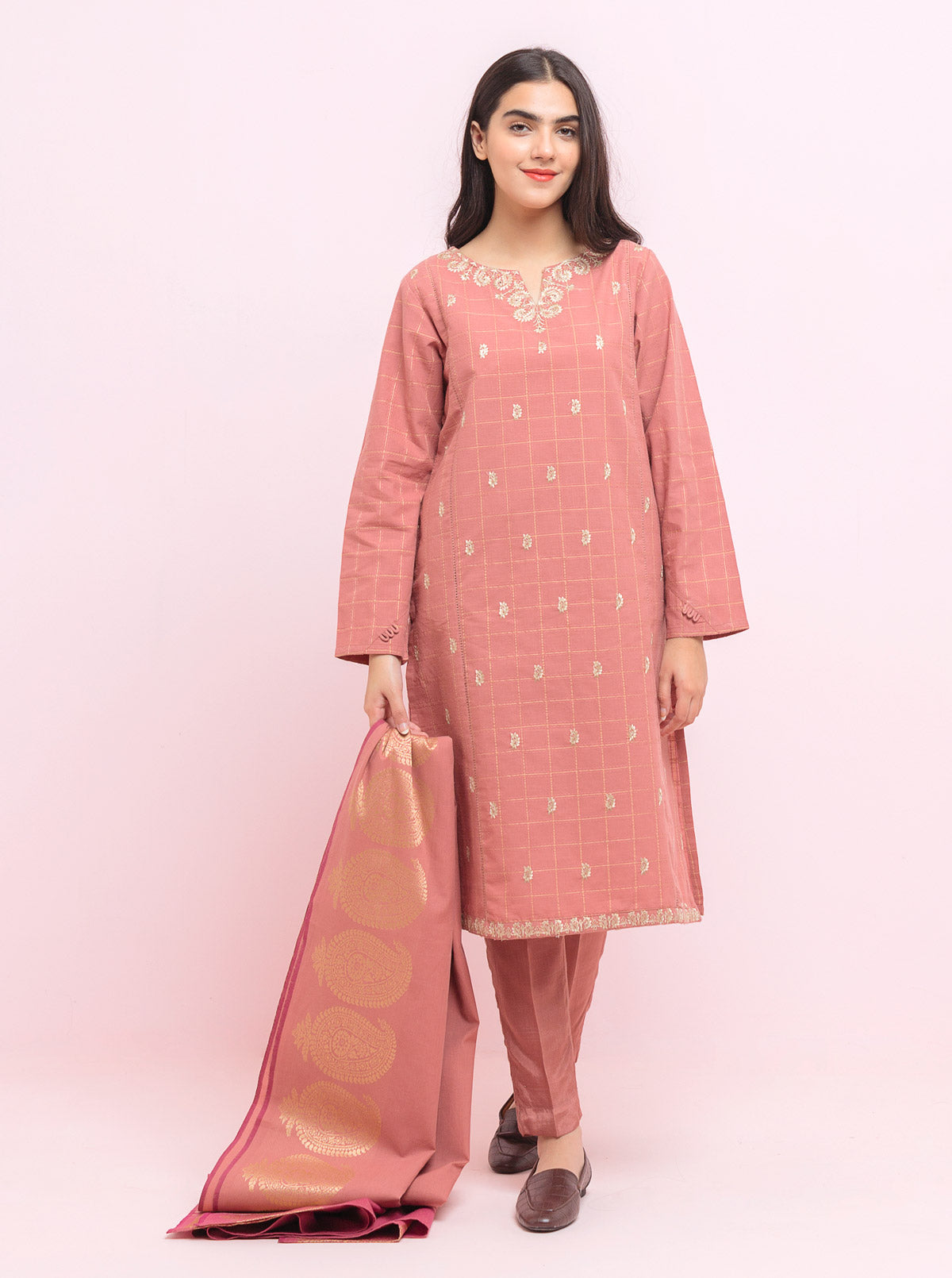 Embroidered Shirt With Dupatta