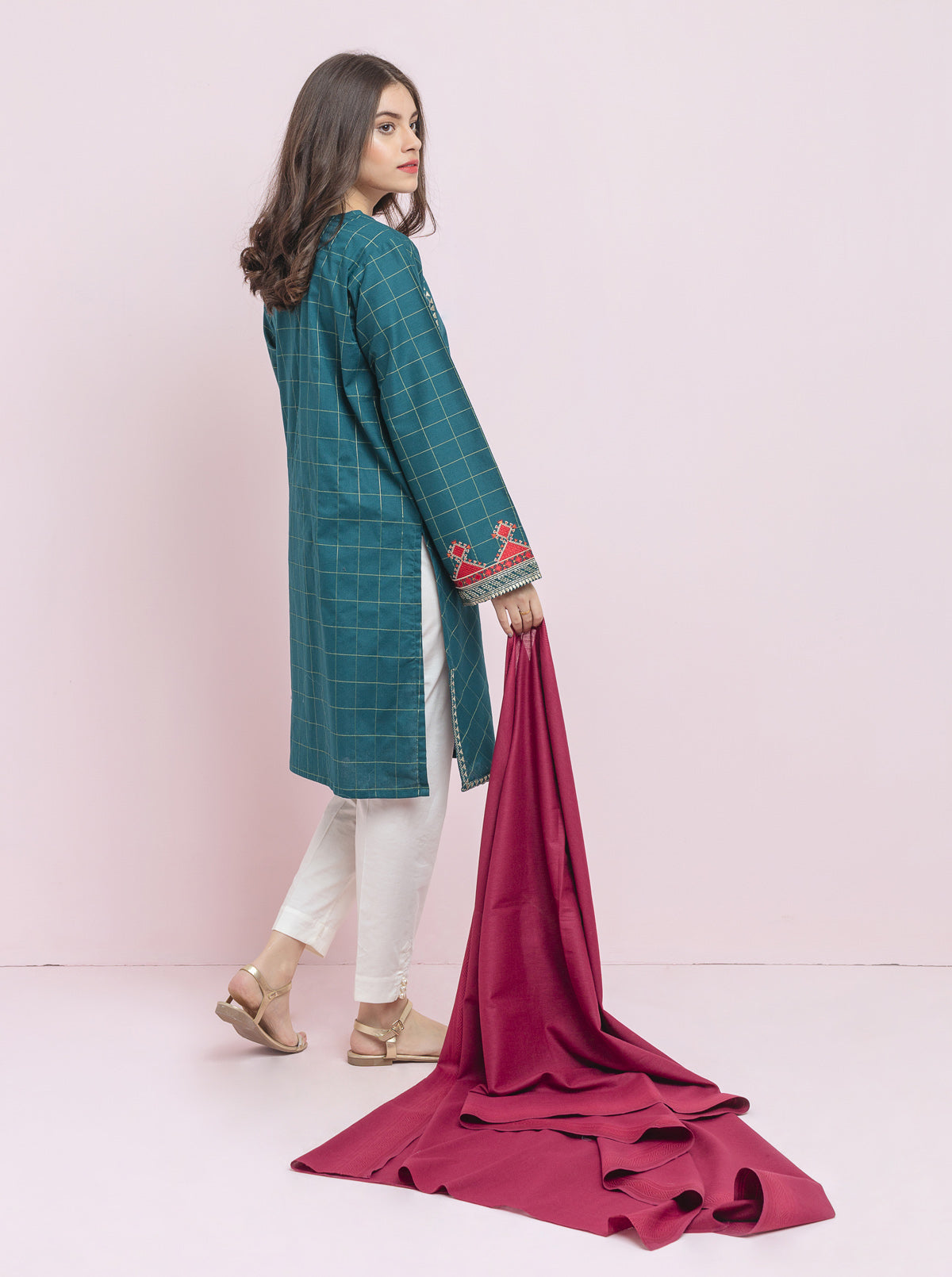 Embroidered Shirt With Dupatta