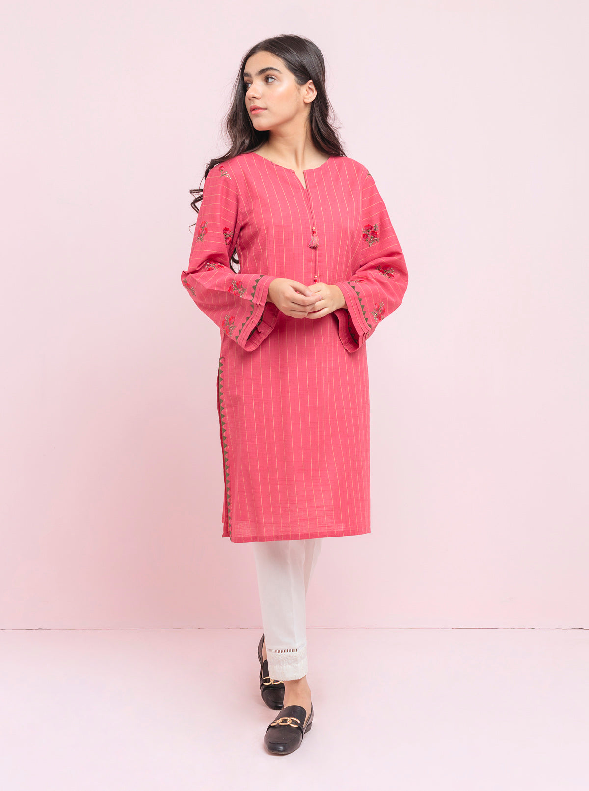 EMBROIDERED KHADDAR SHIRT (PRET)