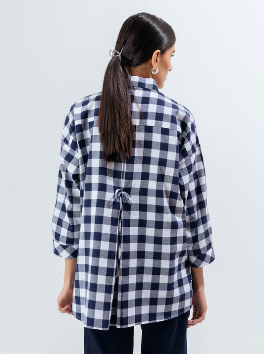 FLANNEL CHECK PEARL BUTTON TOP