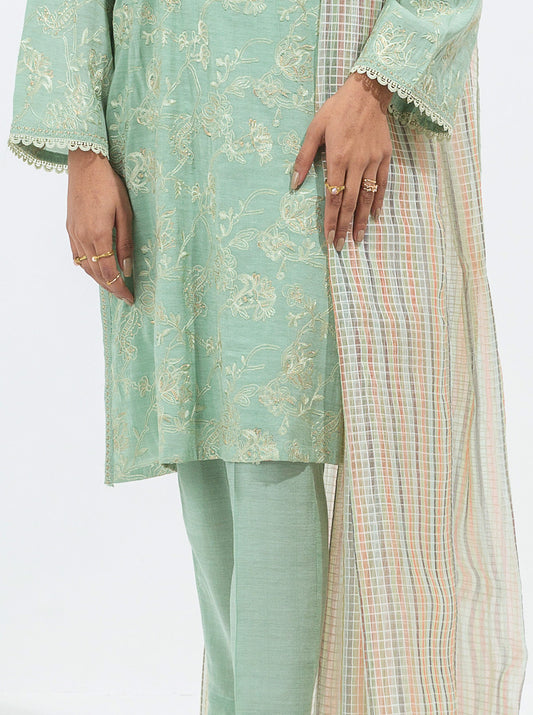 2 PIECE EMBROIDERED PAPER COTTON SUIT (LUXURY PRET)