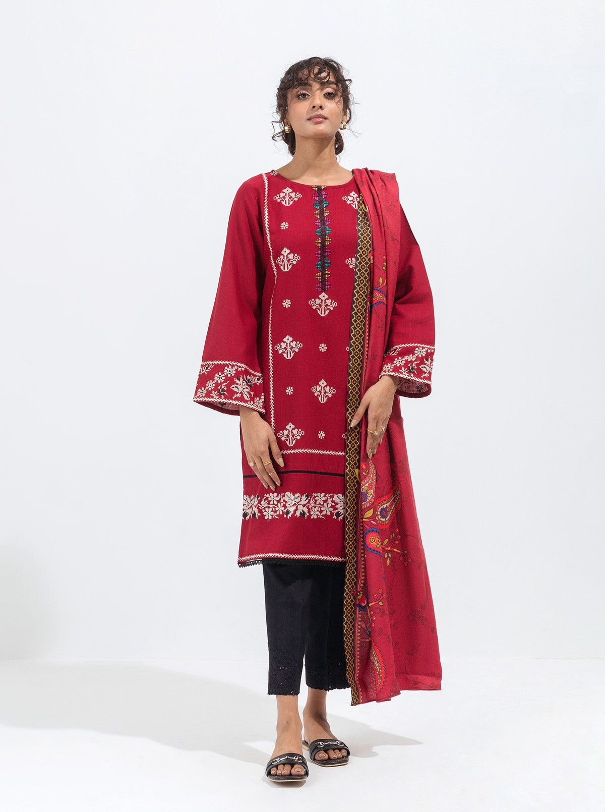 EMBROIDERED SHIRT WITH SHAWL