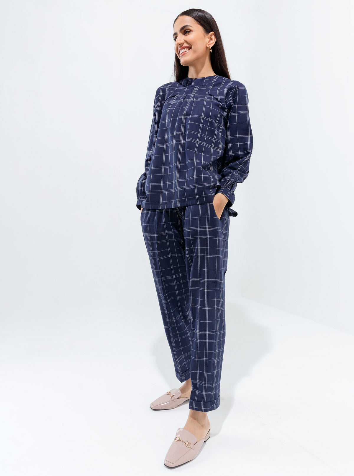 NAVY BLUE CHECK CO-ORD SET