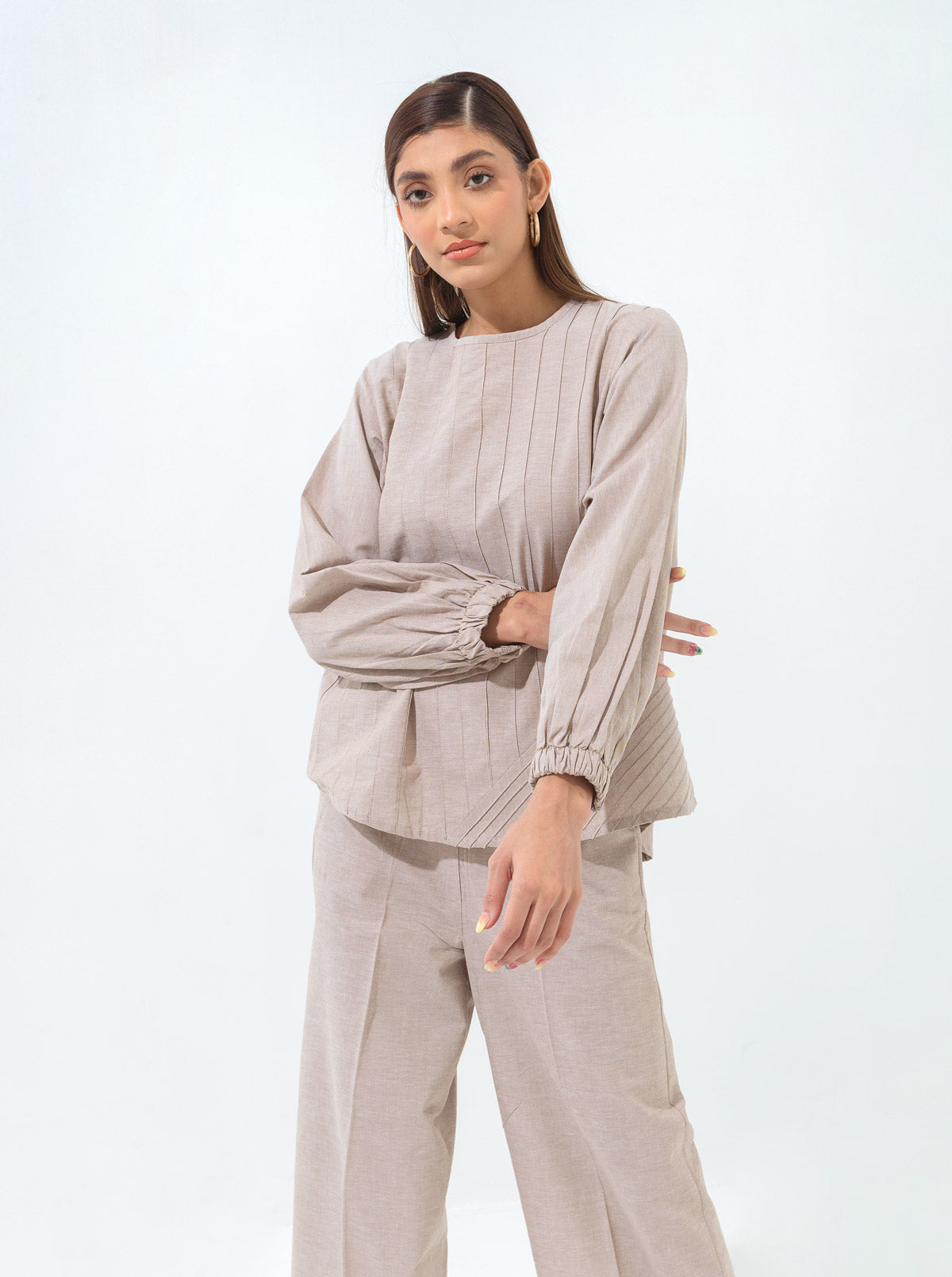 MOCHA PLEATED CO-ORD SET