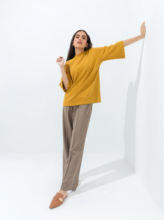 MUSTARD TEXTURED KNIT TOP