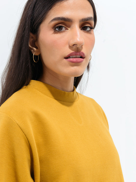 MUSTARD TEXTURED KNIT TOP