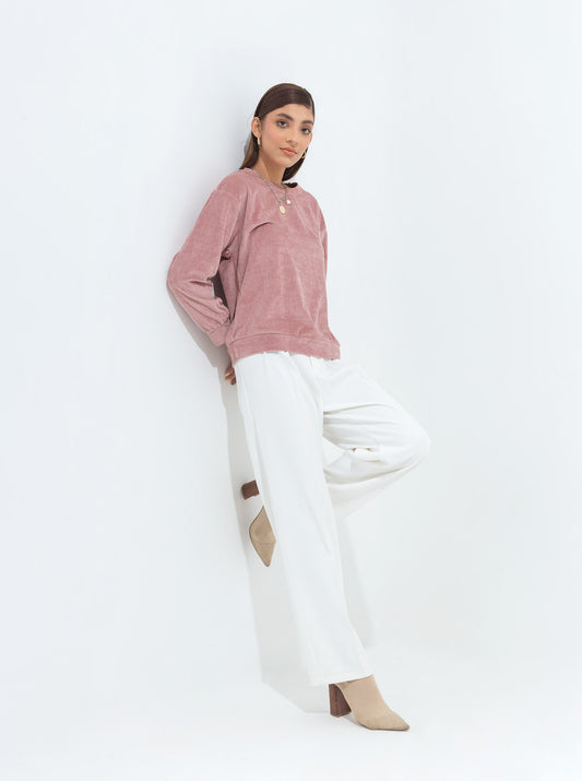 DUSTY PINK STRETCH CORDUROY SWEATSHIRT