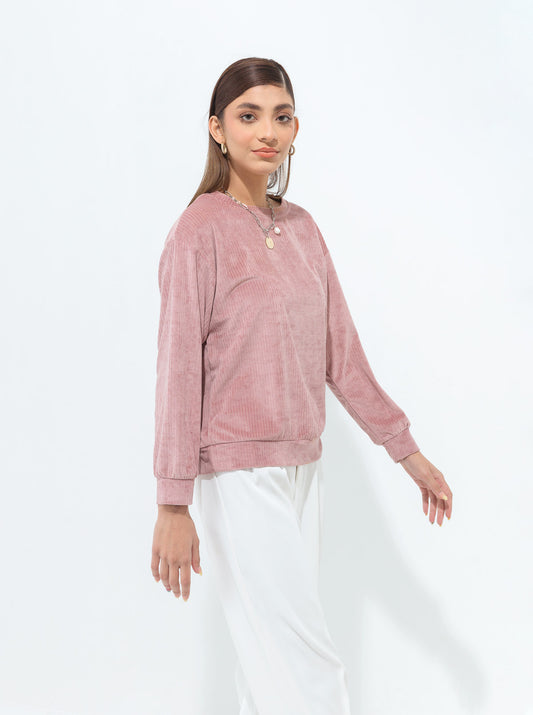 DUSTY PINK STRETCH CORDUROY SWEATSHIRT