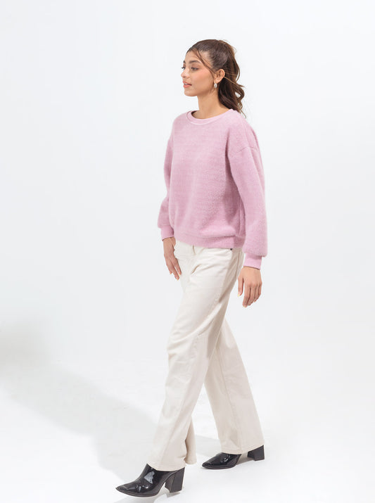 LILAC TEXTURED KNIT SWEATSHIRT