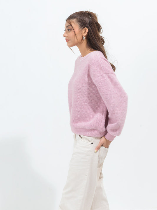 LILAC TEXTURED KNIT SWEATSHIRT