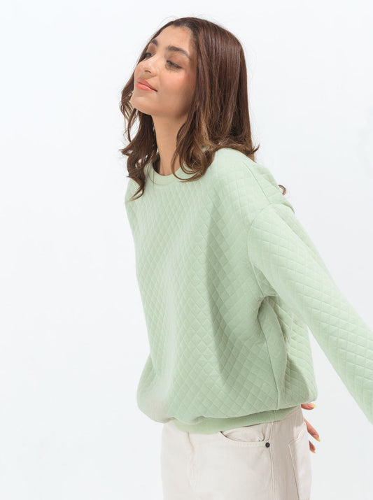 MINT GREEN QUILTED SWEARTSHIRT