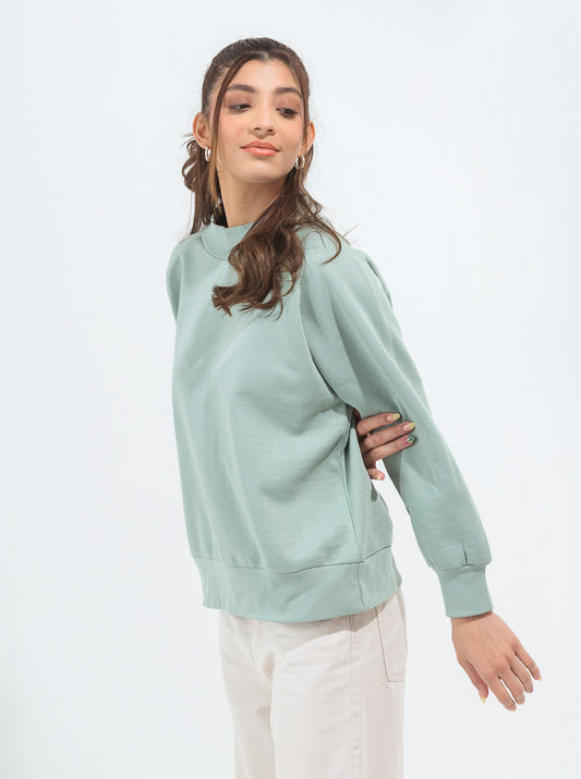 MINT GREEN RAGLAN SLEEVE FLEECE SWEATSHIRT