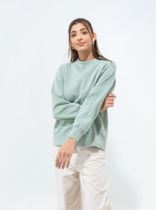 MINT GREEN RAGLAN SLEEVE FLEECE SWEATSHIRT