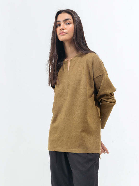 DARK MUSTARD FINE KNIT SWEATER