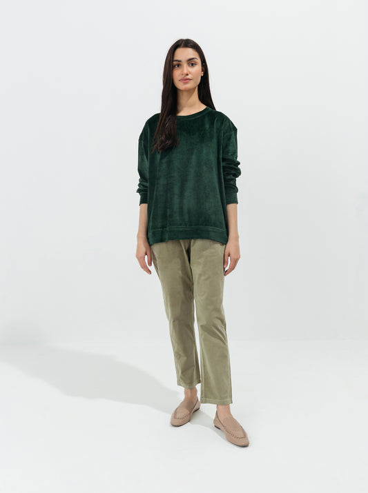 GREEN CORDUROY STRAIGHT PANTS