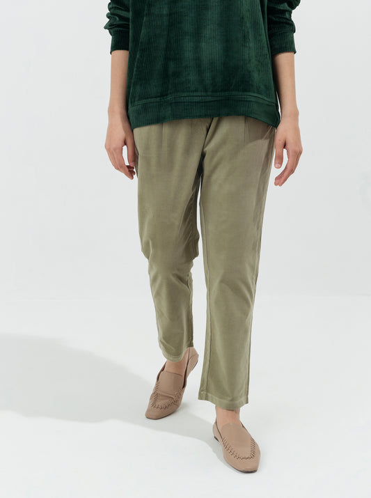 GREEN CORDUROY STRAIGHT PANTS
