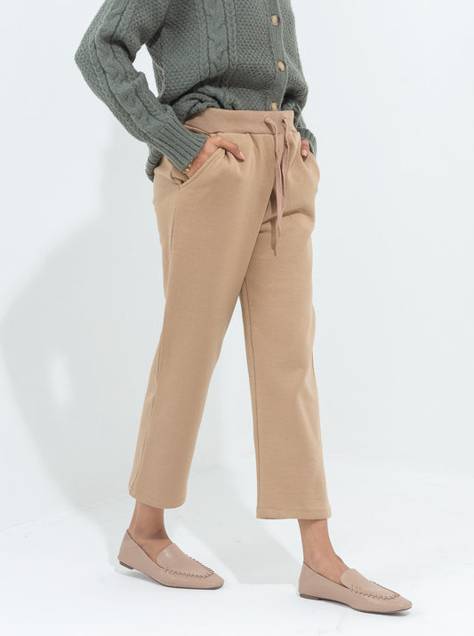 DARK BEIGE FLEECE STRAIGHT PANTS