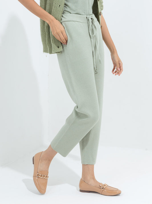 JADE GREEN SWEATER KNIT STRAIGHT PANTS