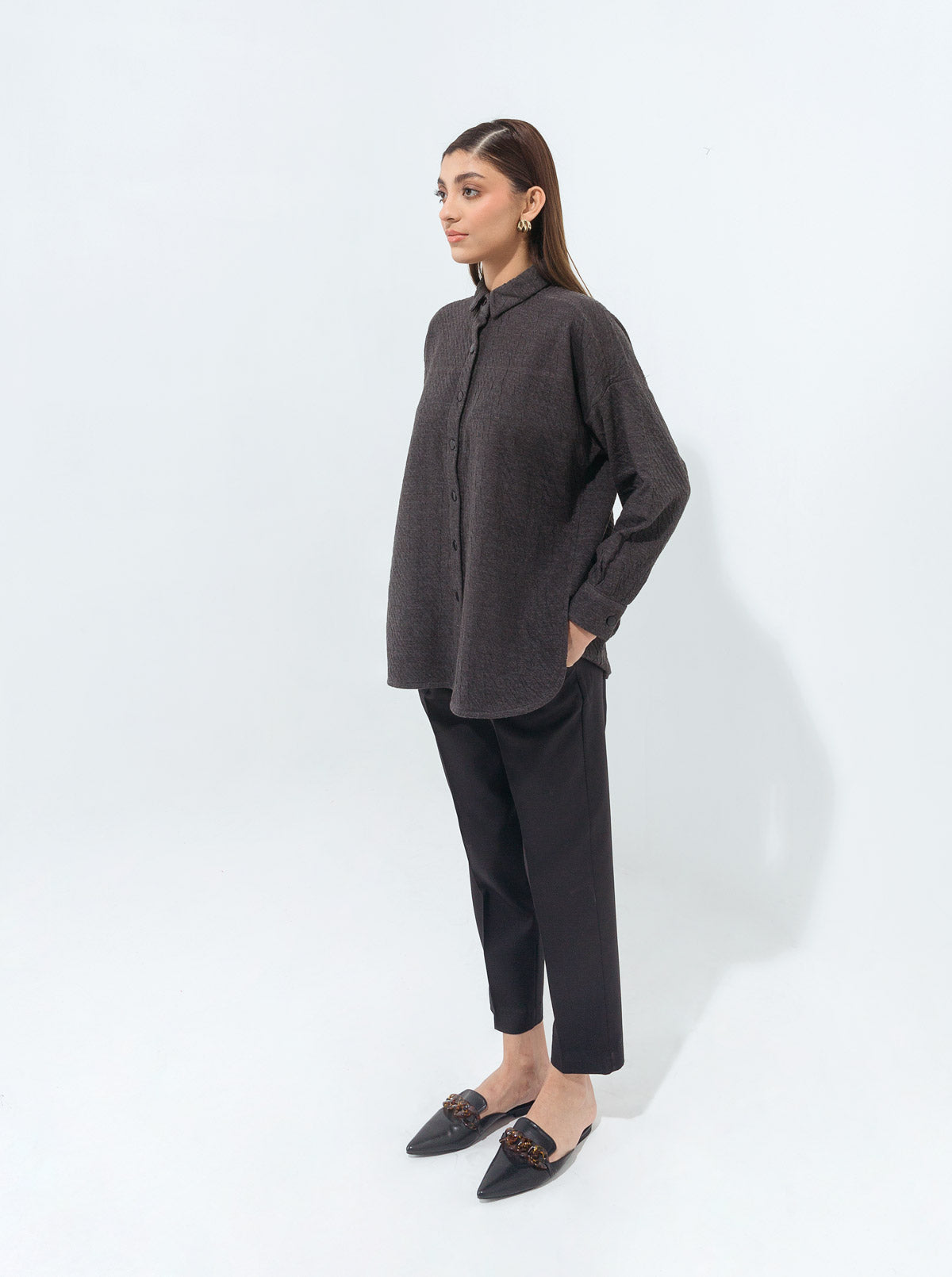 Charcoal Gray Textured Knit Top - BEECHTREE
