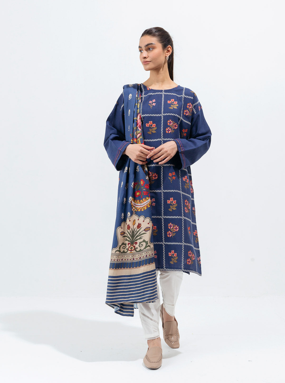 EMBROIDERED SHIRT WITH SHAWL