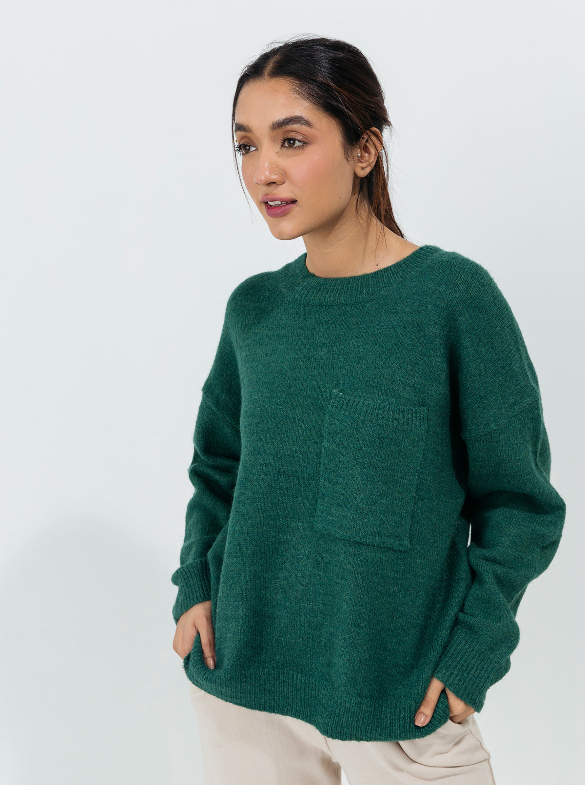 GREEN POCKET PULLOVER