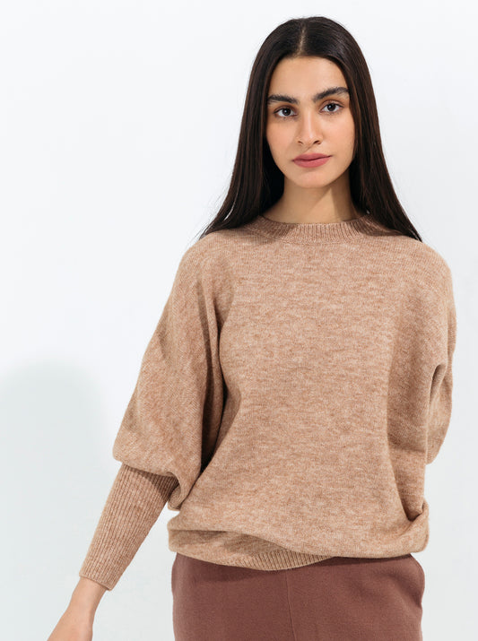 BEIGE DOLMAN SLEEVE PULLOVER