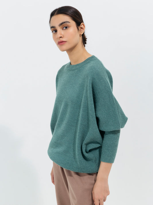 JADE BLUE DOLMAN SLEEVE PULLOVER